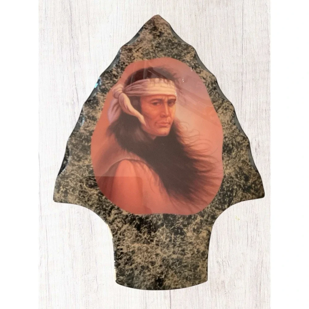 Vintage‎ DenCraft Wall Decor Lacquered Arrowhead Wood Painting -Native Americans